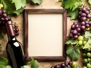 葡萄美酒与相框装饰画面