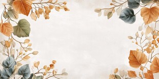 秋日花卉边框装饰插画