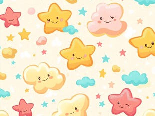 可爱星星云朵卡通图案