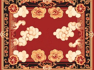 中式传统云纹花卉装饰图案