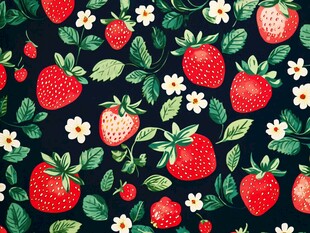 草莓花卉图案的精美背景