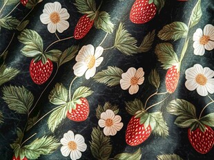 草莓花卉图案布料