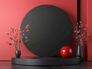 红黑布景下的简约静物陈列