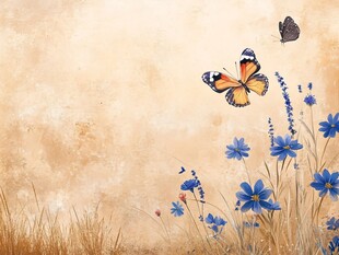 蝶舞蓝花间的自然美景