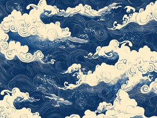 中式海浪纹理图案设计