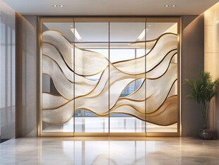 现代艺术风波浪玻璃隔断