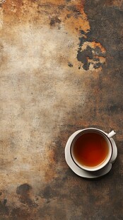 复古背景上的一杯热茶