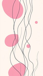 粉色波点线条抽象背景图