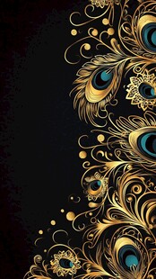 黑金孔雀纹奢华装饰背景