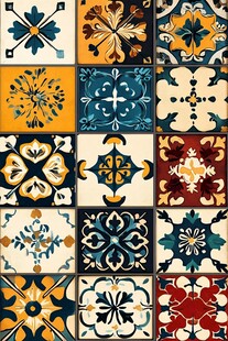 复古多彩花纹瓷砖图案集