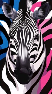 斑马特写 多彩背景下的条纹美