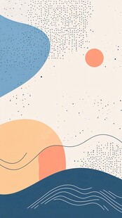 抽象海洋日出风景插画