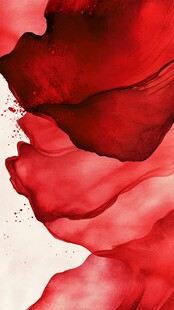 红色水墨飘带艺术画面