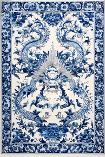 青花双龙纹中式精美地毯