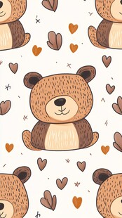 可爱小熊爱心无缝图案