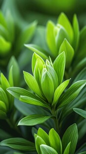嫩绿叶片的清新植物特写