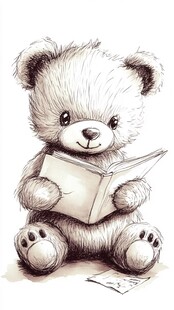 小熊读书萌态十足