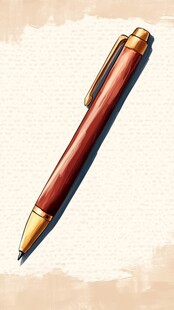 复古风木质钢笔特写