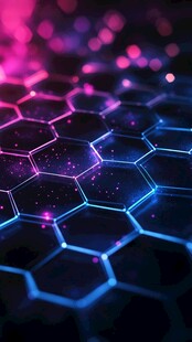 梦幻六边形科技光影背景