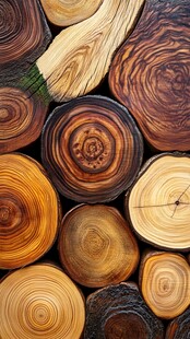 多彩树桩切面纹理特写