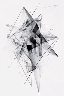 黑白几何抽象艺术图形