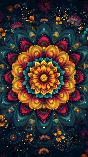 绚丽曼陀罗花卉图案艺术