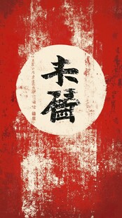 红色背景上的未历书法艺术