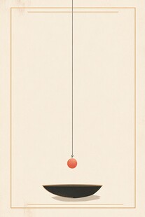 悬球落碗简约艺术画面