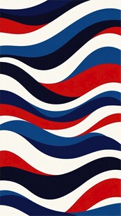 红蓝白波浪条纹图案设计