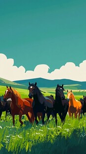草原骏马奔腾的壮美图景