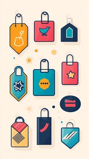 多彩购物标签图标集合