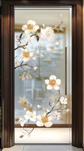 中式花朵玻璃贴画装饰美