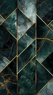 墨绿色几何金边大理石纹理