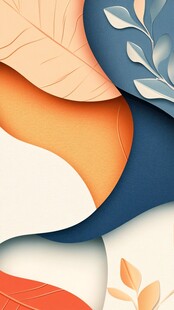 多彩叶片创意剪纸风图案