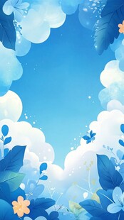 梦幻蓝调花卉天空背景图