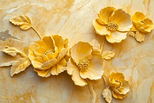 立体黄牡丹浮雕墙面装饰
