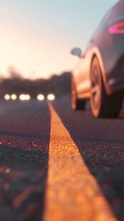 黄昏公路上的汽车行驶画面