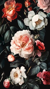 复古风花卉图案精美画作