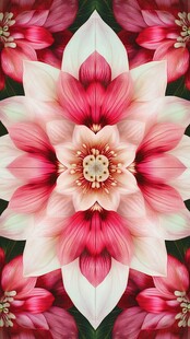 梦幻花卉对称图案艺术美