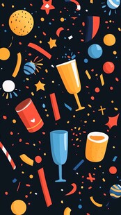 欢乐派对元素无缝图案