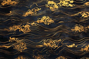 黑金海浪祥云中式纹理图案