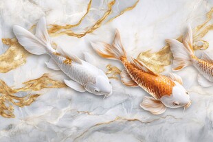 锦鲤游于大理石纹背景中