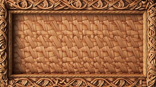 复古编织纹理木雕边框