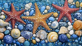 海星与贝壳的梦幻海洋组合