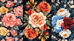 复古花卉图案精美织物印花