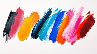 多彩颜料笔触艺术呈现