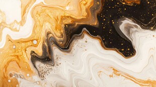 金棕白流动纹理艺术画面