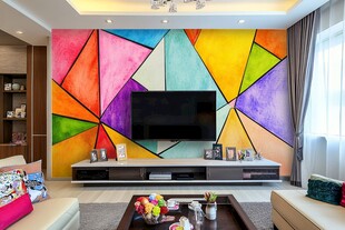 多彩几何电视背景墙客厅