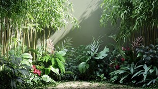 幽谧竹林间的多彩植物世界