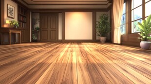 宽敞明亮的木质客厅空间